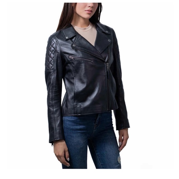 Frye women's Leather BIKER  jacket in Black - Picture 11 of 13